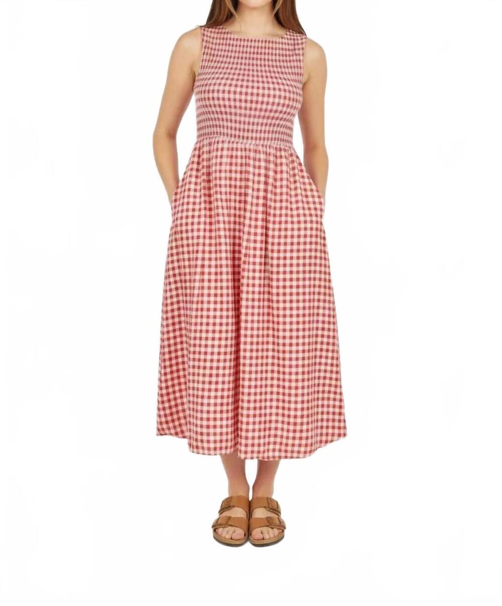 NEW SADIE & SAGE apple butter gingham midi dress in red